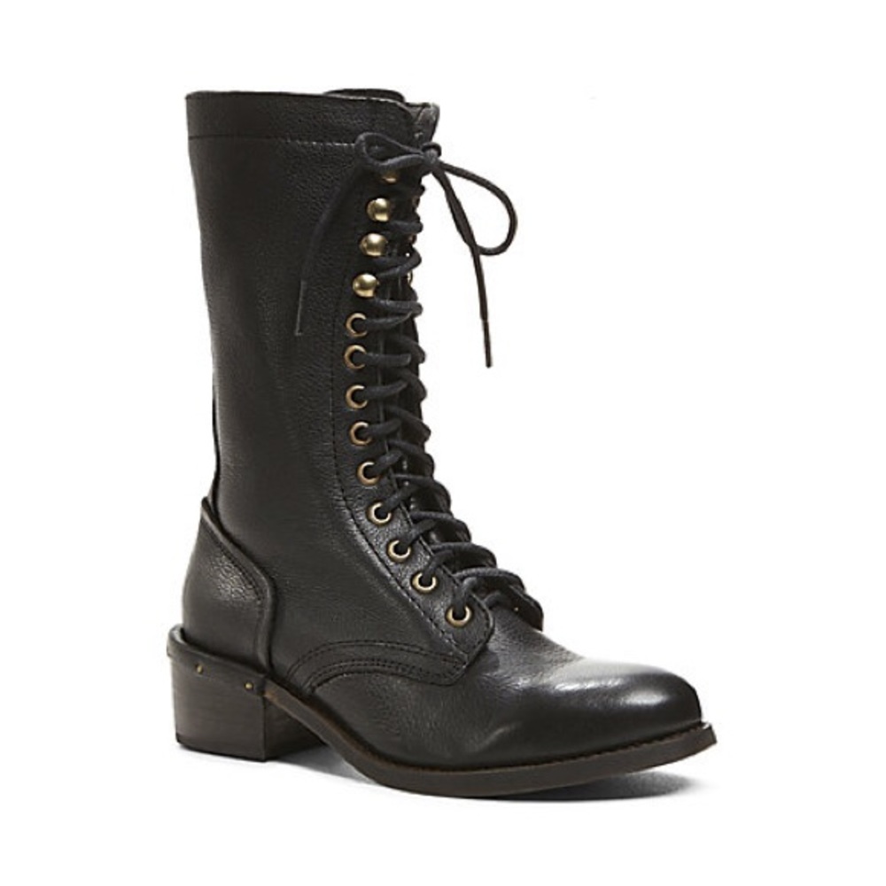 Steve Madden Caynine Mid Calf Leather Combat Boots